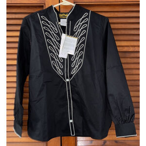 Bob Mackie Wearable Art Blouse Top Button Down Up Black White Women's Small NEW